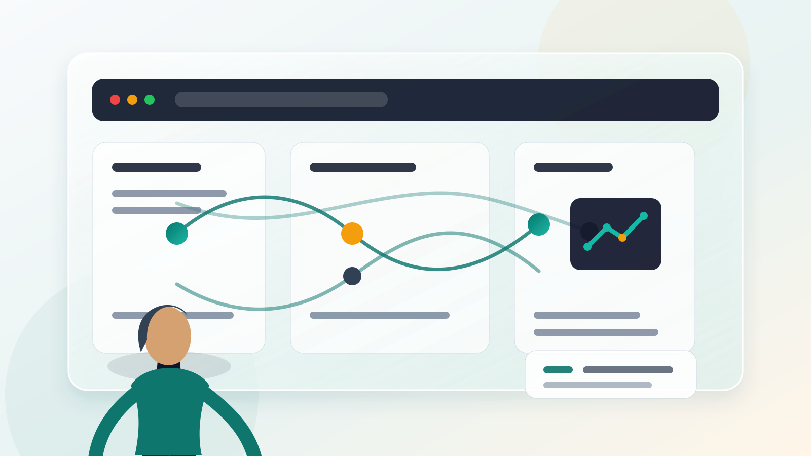 Enterprise leader reviewing a desktop workflow evidence map with application handoffs, bottlenecks, and AI readiness signals